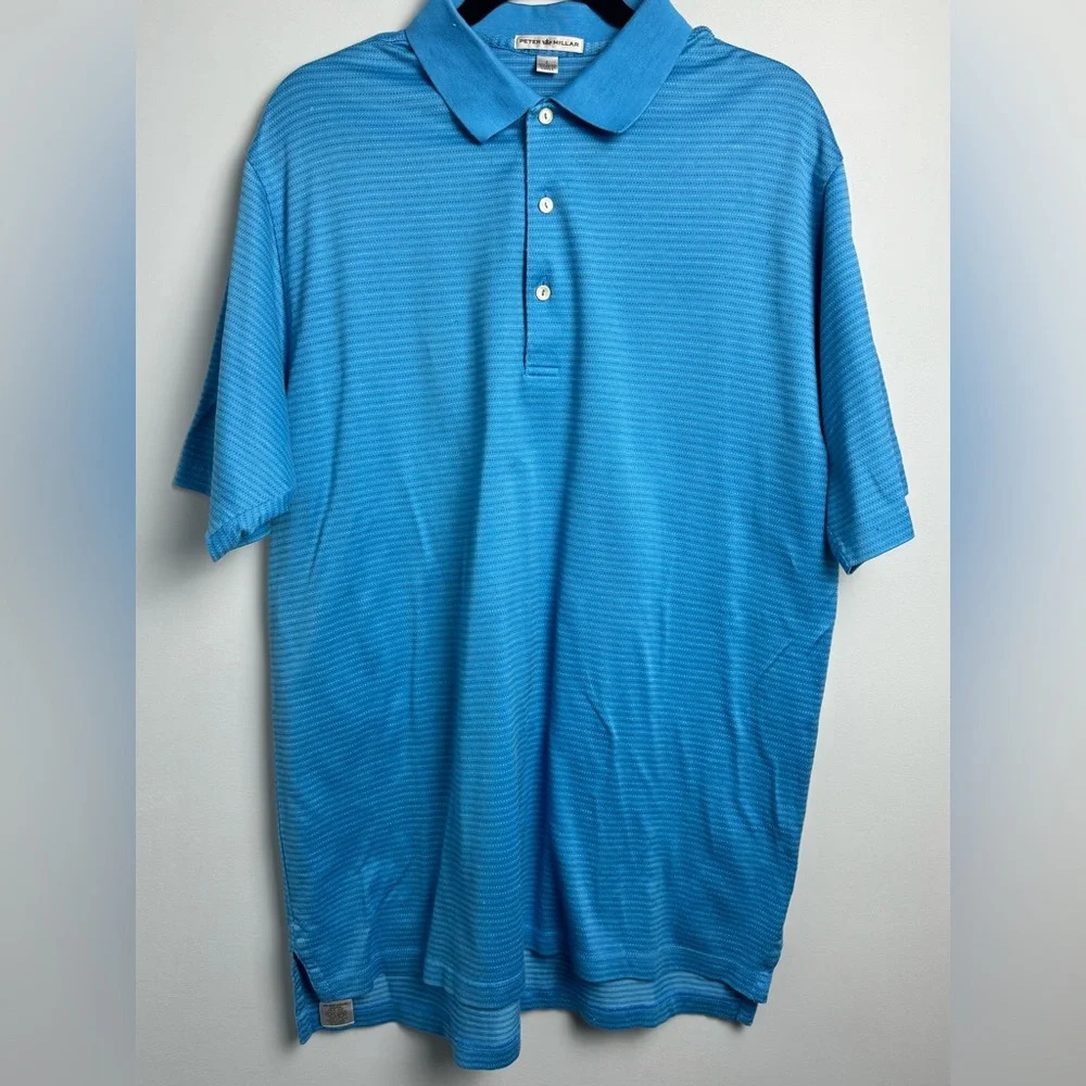 Peter Millar Short sleeve Stripe Golf Shirt size Large